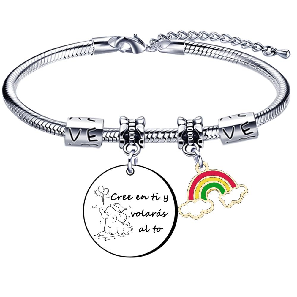 Women's Bracelet Inspirational Healing Rainbow Bracelet Holiday Gift Mother's Day Graduation Season Stainless Steel Birthday Bracelet