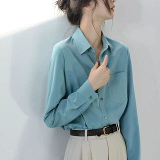 桑蚕丝衬衫女士2026感气质衬衣时髦通勤职业宽松显瘦真丝上衣