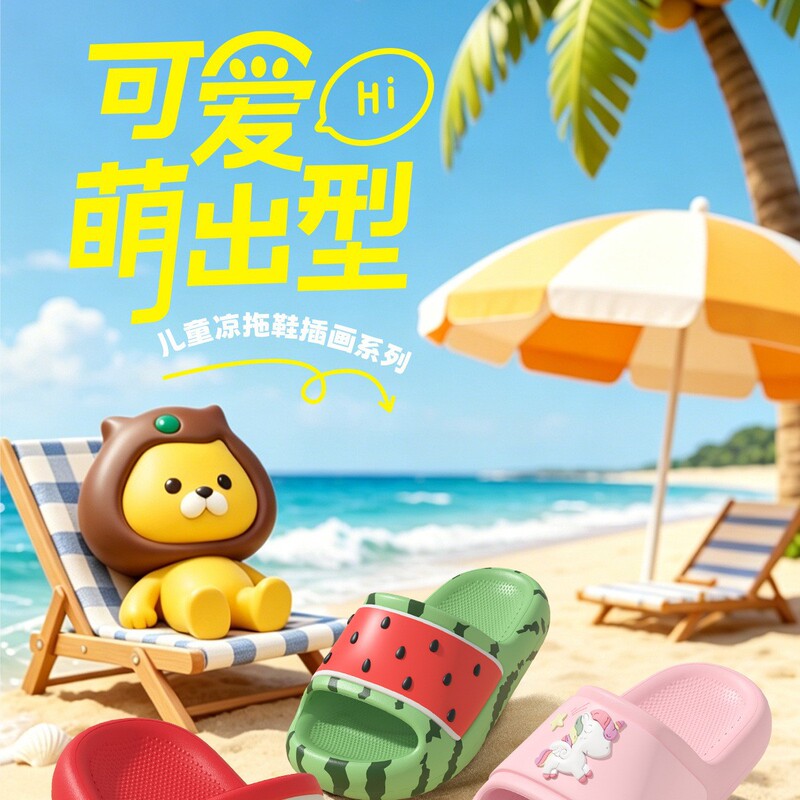 2026 New Cartoon Paradise Watermelon Kidsren's Slippers for Boys Summer Indoor Home Non-Slip Slippers for Girls and Babies 2026 New Cartoon Paradise Watermelon Kidsren's Slippers for Boys Summer Indoor Home Non-Slip Slippers for Girls and Babies
