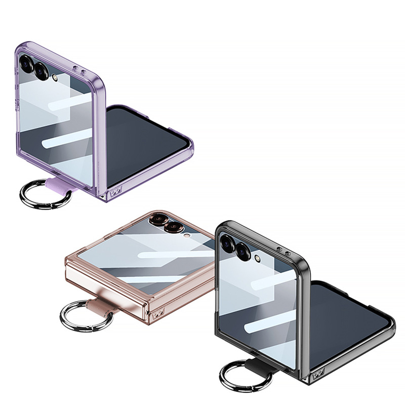 批发适用三星Z Flip7手机壳透明折叠屏指环式小清新pc电镀保护壳|undefined