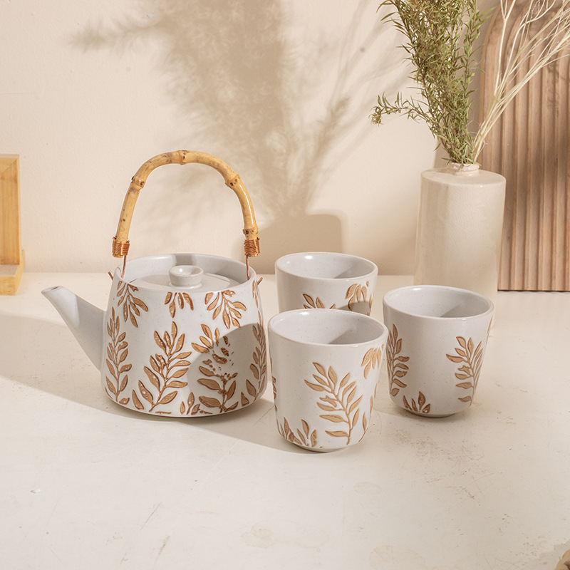 Taza de desayuno de cerámica pintada a mano pastoral esmerizada taza de cerámica rugosa taza de café de flores frescas taza de nicho menú de la tarde