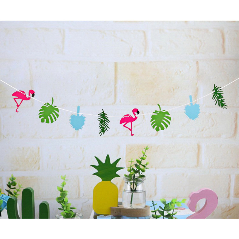 Banderas de fiesta estilo nórdico hawaiano, flamenco, piña, cactus, decoración de cumpleaños y bodas, decoraciones coloridas para exteriores image 9