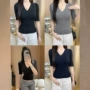 v领低领修身显瘦t恤