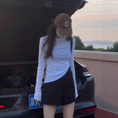 松弛感卷边T恤打底罩衫女2025夏季韩版修身微透薄款chic防晒上衣