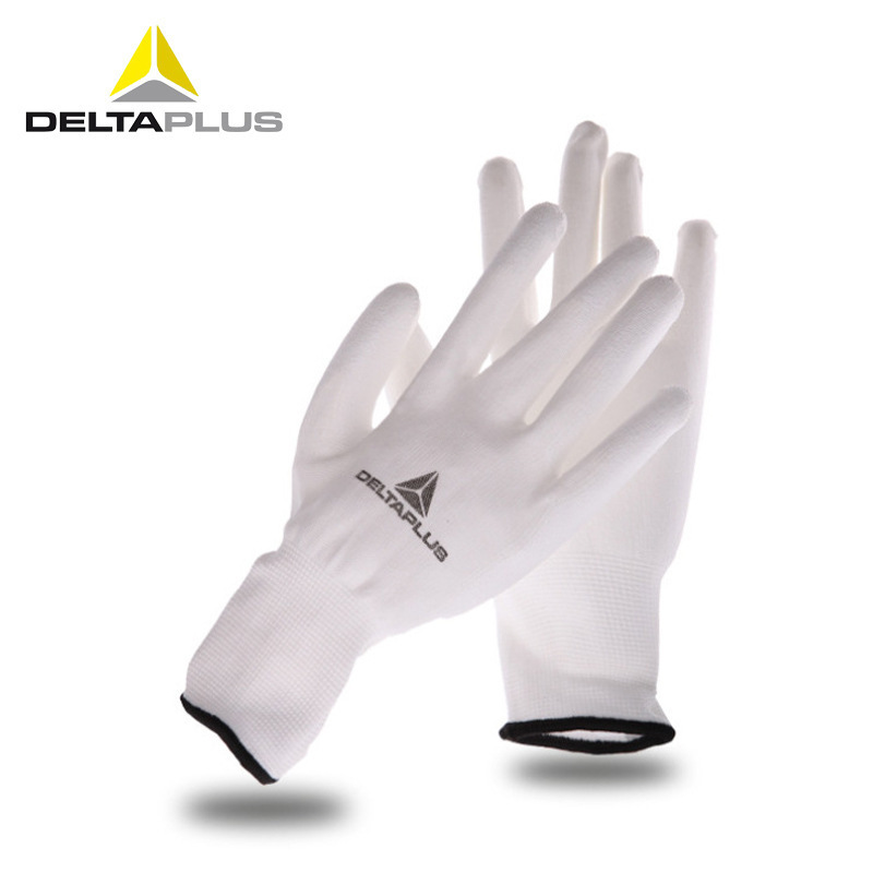 代尔塔201702 无硅PU涂层涤纶精细操作手套 电子透气防滑手套