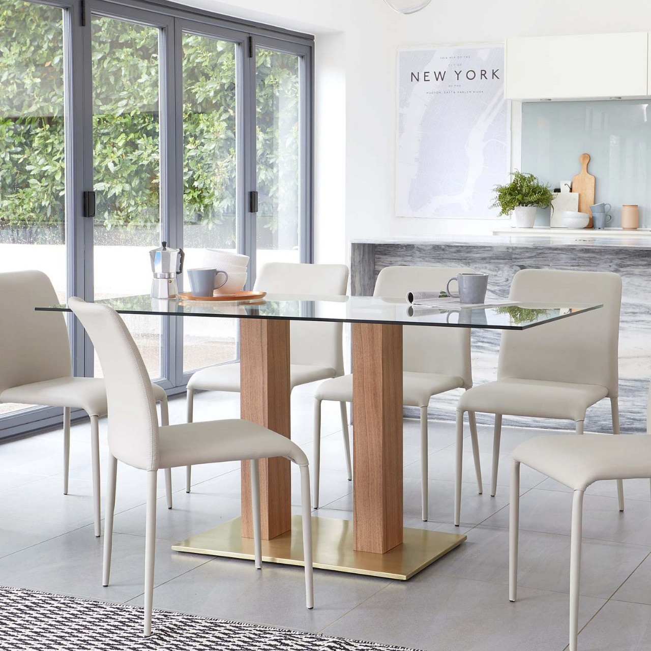 Mesa de comedor de exportación de vidrio temperado mesa de comedor de lujo ligera de alta calidad mesa de roca mesa de comedor simple moderna silla