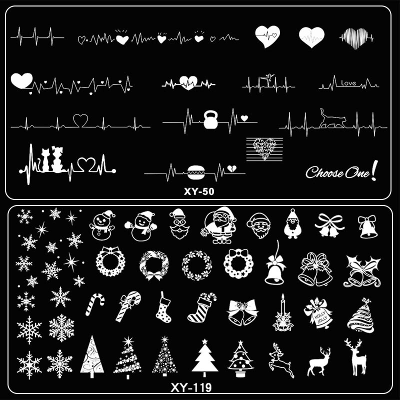 Nail art printing steel plate rectangular transfer Template Christmas snowflake butterfly printing oil painting pattern transfer tool