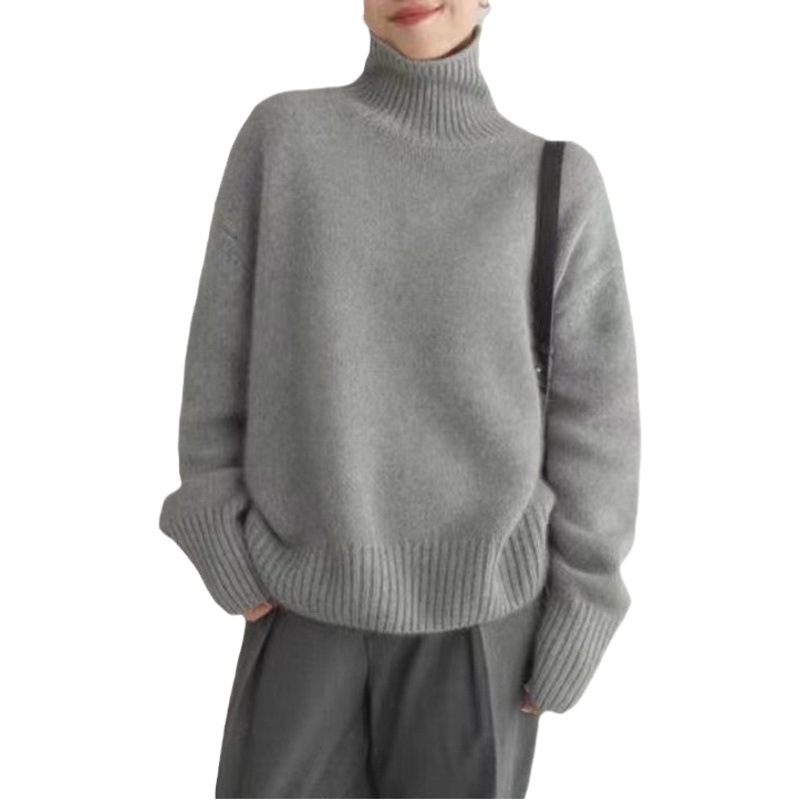 Lazy style heavy turtleneck loose sweater women's autumn and winter thickened soft glutinous bottoming cashmere sweater sweater