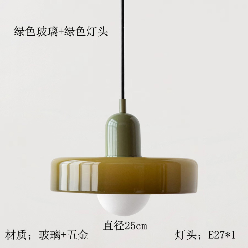 Lámpara de vidrio de colores nórdica creativa simple mesa de comedor moderna dormitorio bar hotel cabezal de cama candelabro colorido comedor