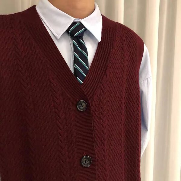 Retro Japanese burgundy cardigan