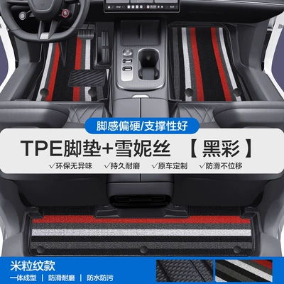 Modelə uyğun ayaqaltı – for Xiaomi Su7 Ultra Yu7 - please-leave-a-message-or-note-the-model-year-when-placing-an-order-rice-grain-pattern-tpe-bag-door-sill-mat-black-color-snowiness