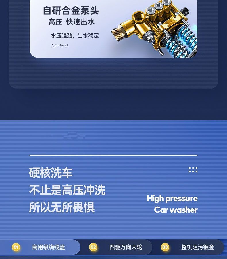 Ultra-High Pressure Car Washing Machine 220V Water Gun High-Power Household Commercial Cleaning Machine Portable Supercharged Water Gun Car Washing Artifact