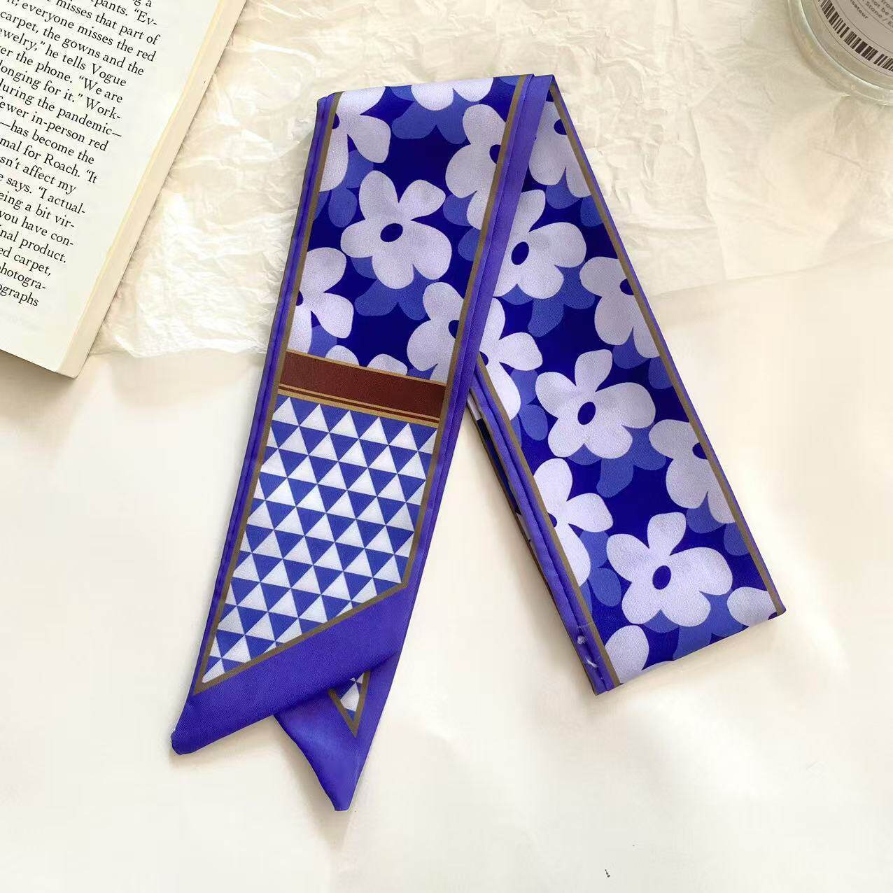 Purple flower silk scarf