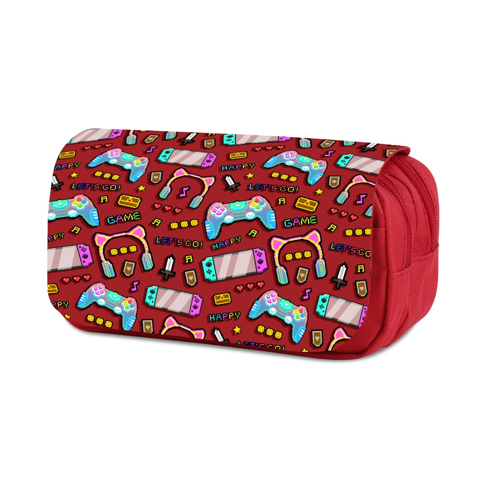 (Cross-border trading), capacious game console, red double-layer pencil case, cosmetic bag