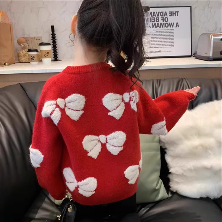 En stock [Foto real] ropa de mujer 2024 ropa de padre-hijo dulce Real shot suave glutinoso suéter Otoño e Invierno suéter Suelto