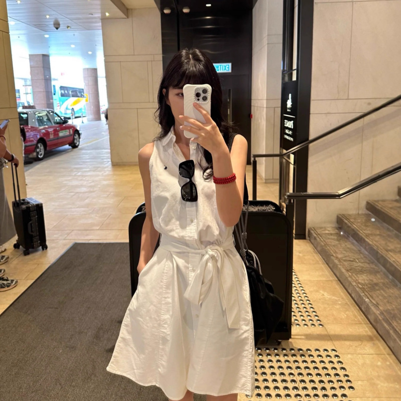 High-End Version with Qr Code, Rl Ralph Lauren Embroidered White Dress, Simple and Stylish Dress, Comfortable Versatile Top for Women