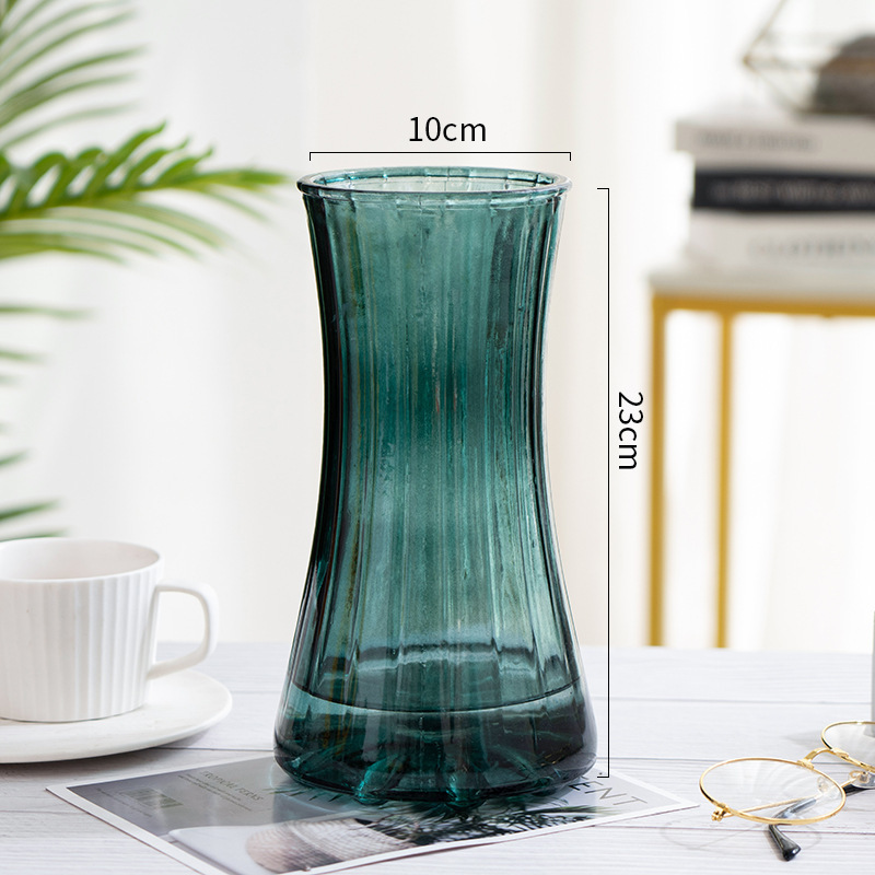 錐桶ガラス花瓶北欧ins風シンプル大サイズ透明水養富貴竹デスクトップリビングルーム生け花置物