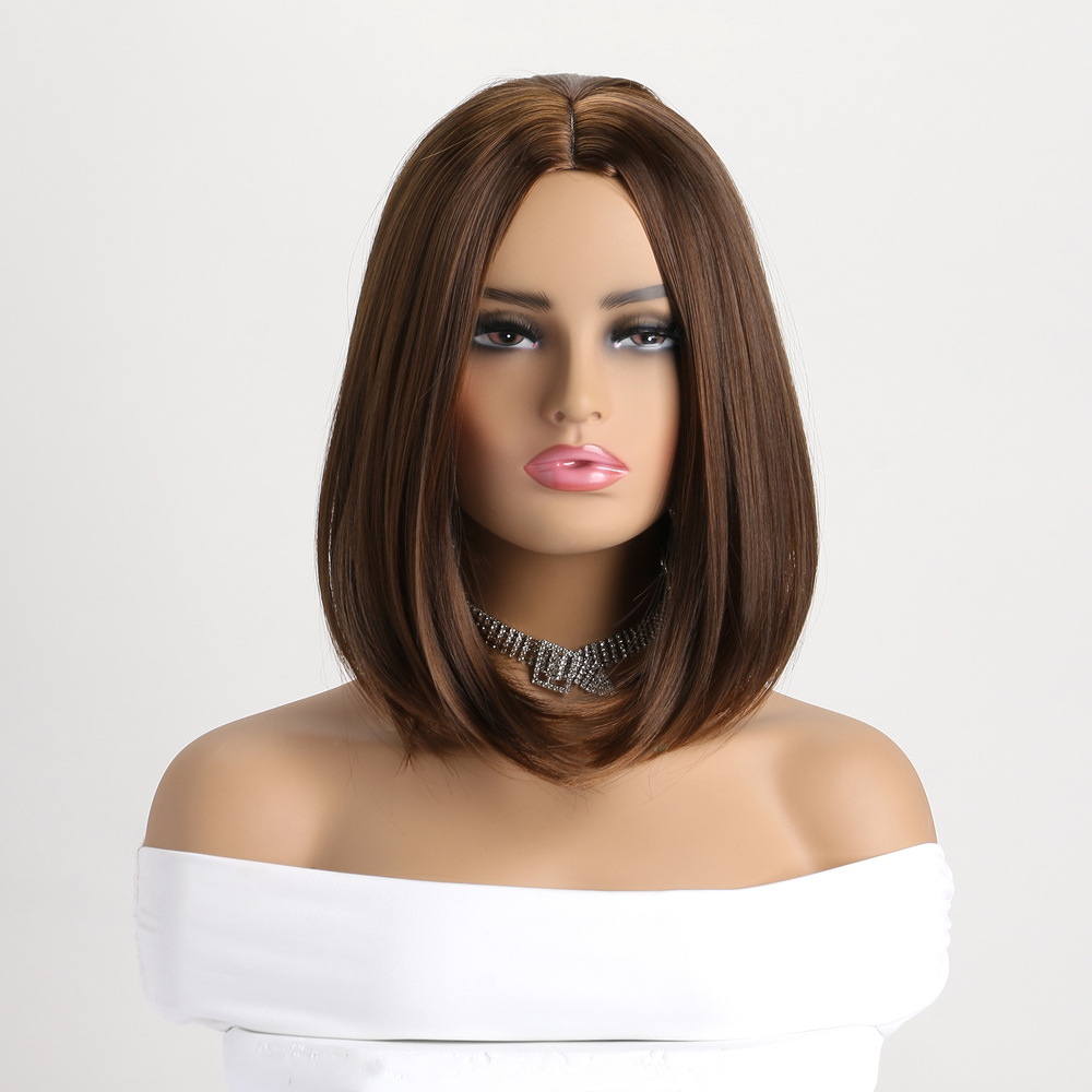 Women's Sweet Light Brown Wine Red Street High Temperature Wire Centre Parting Straight Hair Wig Net display picture 1
