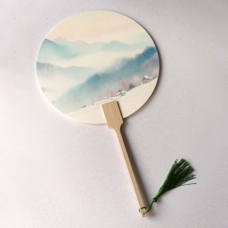 Nuevo abanico de grupo en blanco al por mayor para puestos escénicos, abanico de pintura, abanico de pintura pintada a mano de bricolaje, abanico de grupo de papel de arroz de caligrafía de estilo chino