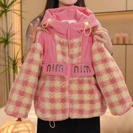 棉袄/棉服甜美拼色女童