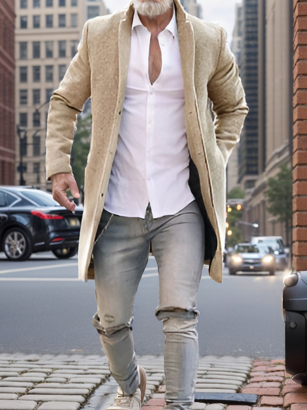 Cross-Border Autumn and Winter Windbreaker Men's Coat Trendy Fashion Dragon and Phoenix Woolen Mid-Length Coat Woolen Coat