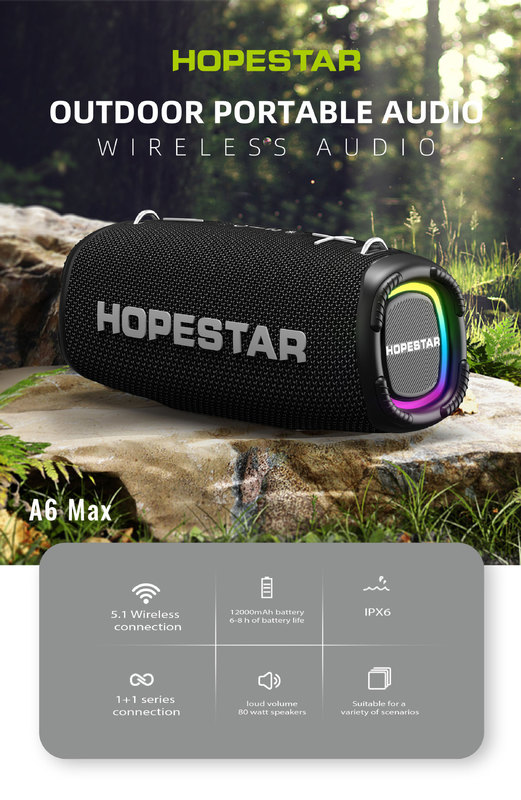 HOPESTAR-A6MAXハイパワーbluetoothスピーカーマイクk歌家庭ktv携帯防水2022|undefined
