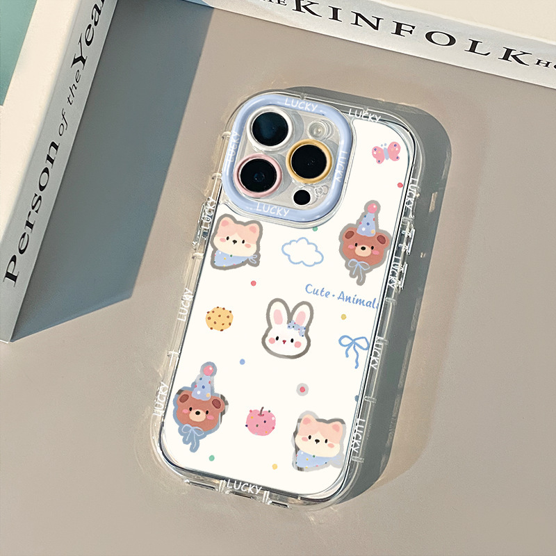 Small Animal Head Suitable for iPhone 17 Pro Max Cream Mirror Phone Case Oil 16 Brand New 15 Cartoon 14 Pieces
