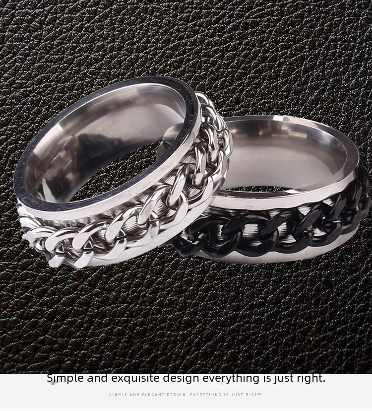Accessori alla moda in acciaio al titanio caldo, anello a catena girevole in acciaio inossidabile per l'apertura delle bottiglie, anello girevole alla moda per l'apertura delle bottiglie da uomo_voghion.com