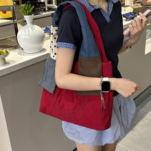 文艺复古小众新款帆布包单肩通勤大容量购物袋时尚牛仔手提托特包