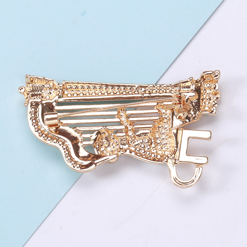 Street, Shopping Occasion Elegant Vintage Style Streetwear Pin Cat Harp Alloy Rhinestones Unisex Brooches
