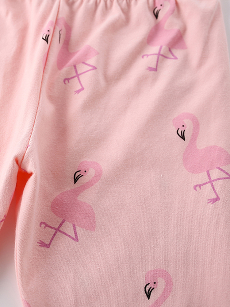 Malwee traje para niñas otoño nuevo estilo para niños pequeños y medianos cuello redondo manga larga estilo occidental estampado cintura elástica pantalones de dos piezas