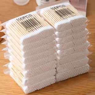 Disposable Bamboo Stick Cotton Swab Cleaning Sanitary Swab Makeup Beauty Ear Removal Tool Wholesale Double Round Tip Pointed Tip