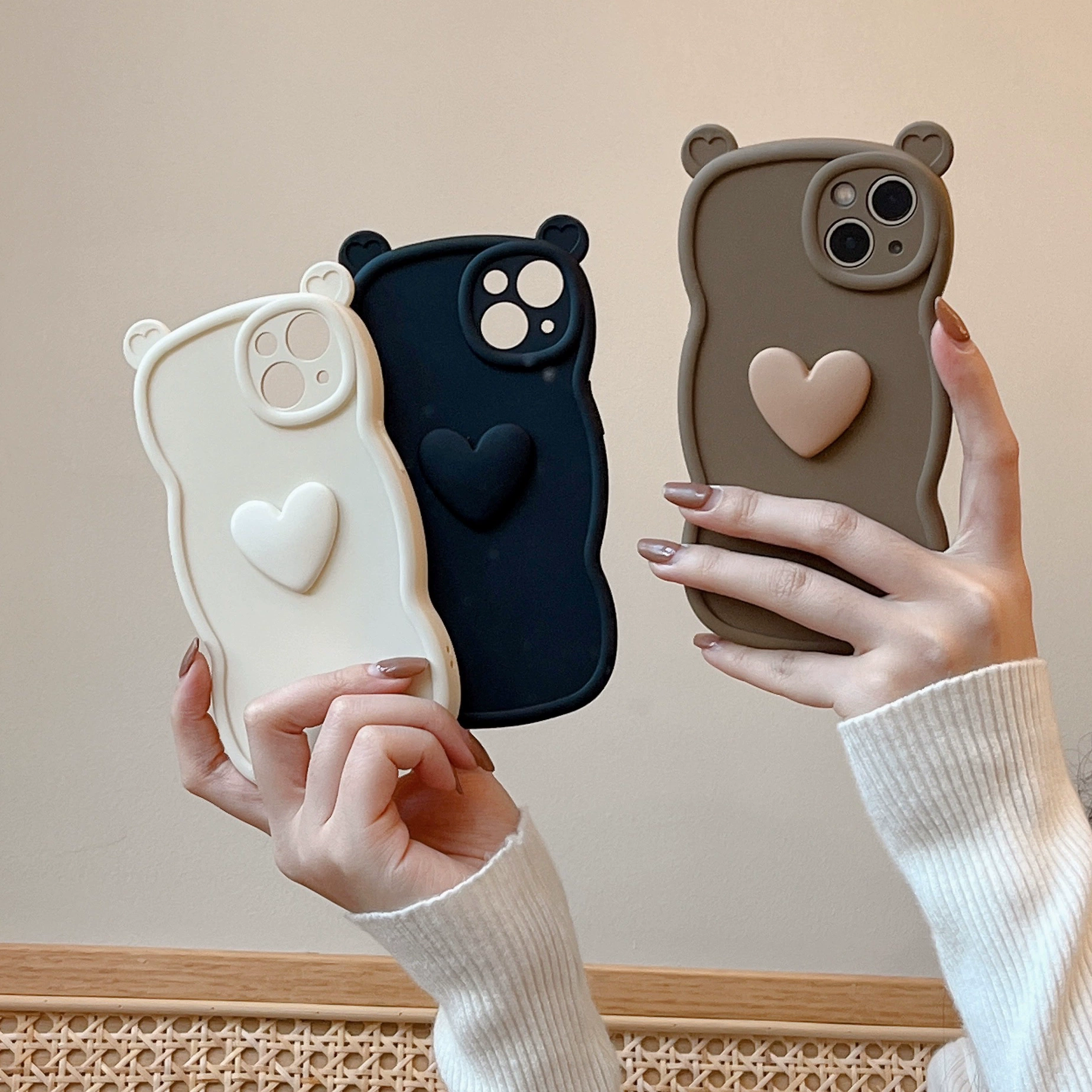 Apple, трёхмерный совместимый iPhone 16 Pro, матовый чехол, с маленькими медведями, 14