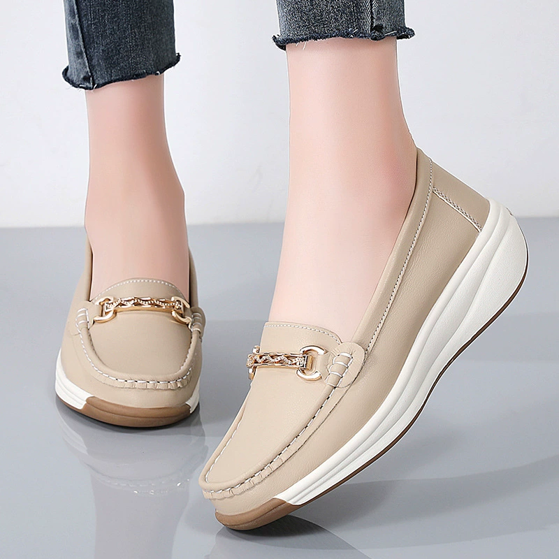 Summer high shoes platform, non-slip footwear for mother, loafers for leisure