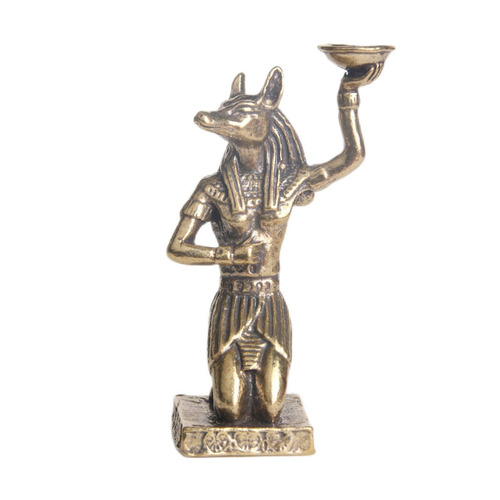 Retro pure brass ancient Egyptian Anubis statue desktop ornaments creative sandalwood holder candlestick crafts wholesale