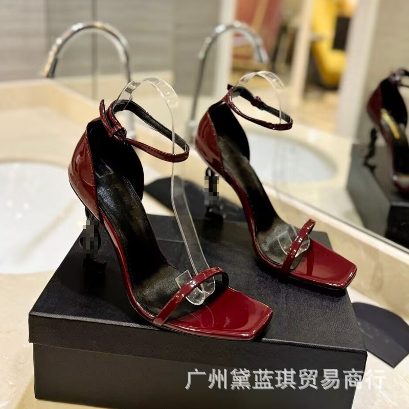 YS同風夏ネットセレブ気質セクシースティレットハイヒール万能オープントゥ本革ワンストラップサンダル婦人靴|undefined