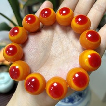 厂家直供高仿鹤顶红手串圆珠红手链男女款批发二代蜜蜡手链直播货