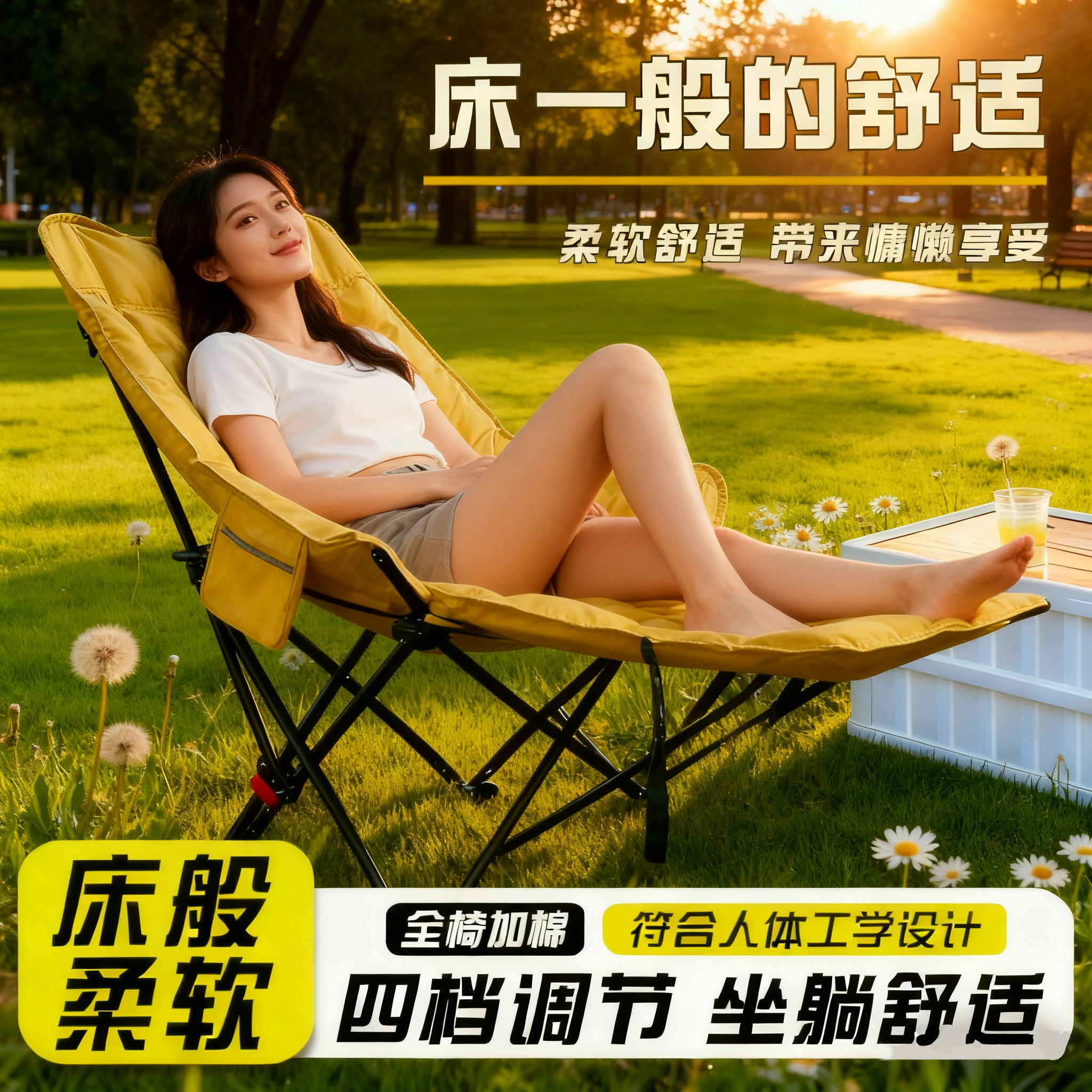 躺椅午休坐睡两用办公室午睡躺椅懒人椅阳台椅钓鱼椅户外折叠椅子