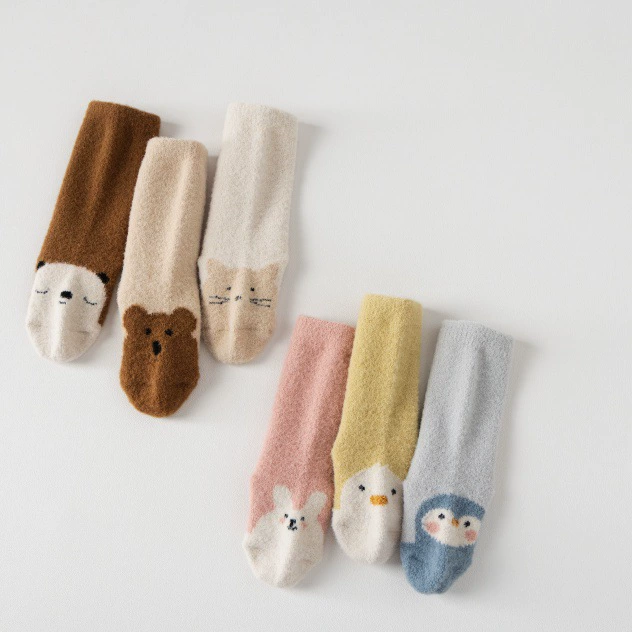 24 осенние и зимние новые бархатные толстые детские мультяшные носки мультяшные детские носки