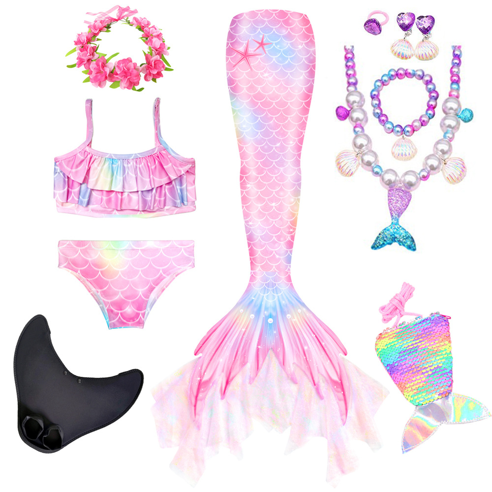 Girls Mermaid Swimsuit Mermaid Tail with Gauze Ariel Princess Swimsuit Children's Swimsuit
