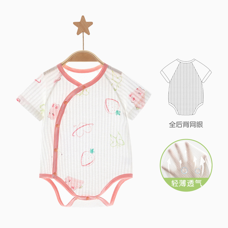 Bebé mono verano luna llena bebé manga corta algodón fino verano hombres y mujeres triangulares ropa de pedo ropa nueva
