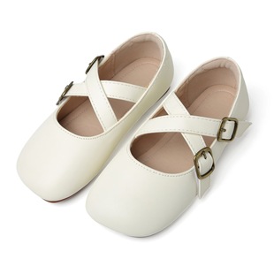 Girls' Leather Shoes 2024 Spring and Autumn New Style Chanel Style Children's Single Shoes Baby Fashion Western Style Soft-soled Princess Shoes