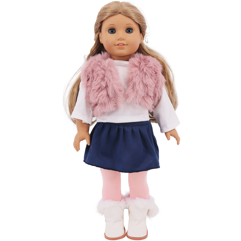 Nueva 18 pulgadas American Girl muñeca accesorios ropa de felpa chaleco traje de cuatro piezas 43cm muñeca ropa de felpa