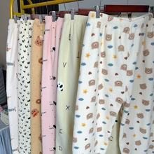 2025秋冬雪粒绒加厚加绒卡通睡裤女款保暖宽松可爱外穿家居裤睡裤