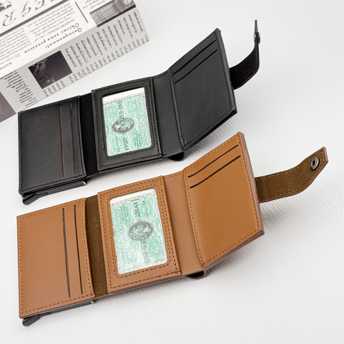 Cartera transfronteriza de nuevo estilo para hombres Cepillo anti-desmagnetización y antirrobo Estuche para tarjetas multifunción de gran capacidad Estuche para tarjetas de visita Venta caliente de Amazon