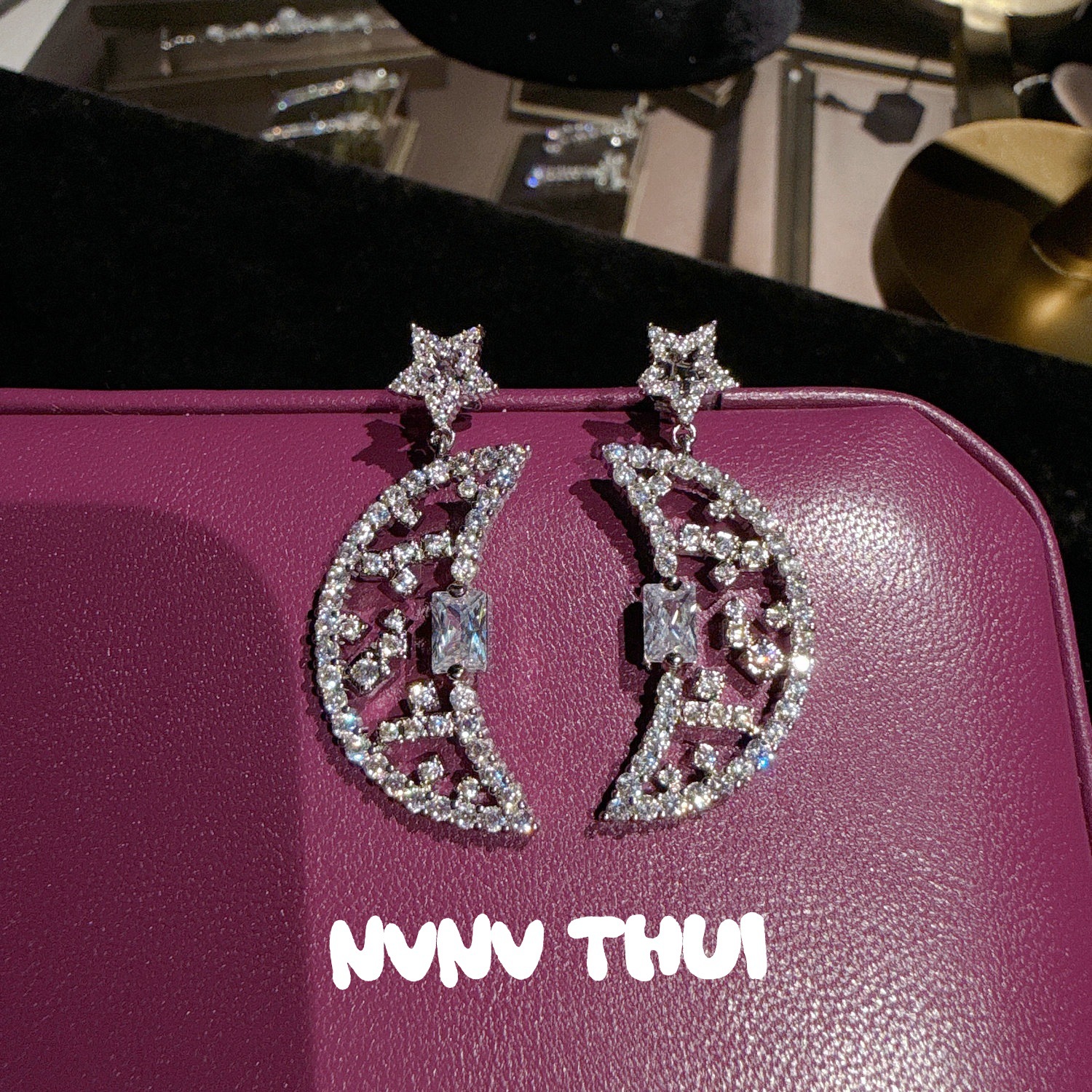 053K [Stars and Moon] Earrings ~ No box