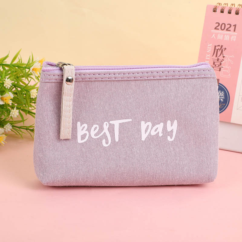 Estilo coreano ins chica cambio de corazón bolsa de almacenamiento simple bolsa de cosméticos portátil estudiante viaje color sólido cremallera bolsa de lona