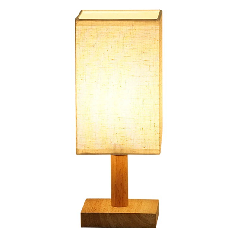 Nordic из цельного дерева ткани usb настольная лампа декоративная спальня прикроватная лампа кабинет людей общежитие пульт дистанционного управления светодиодный ночник креативный