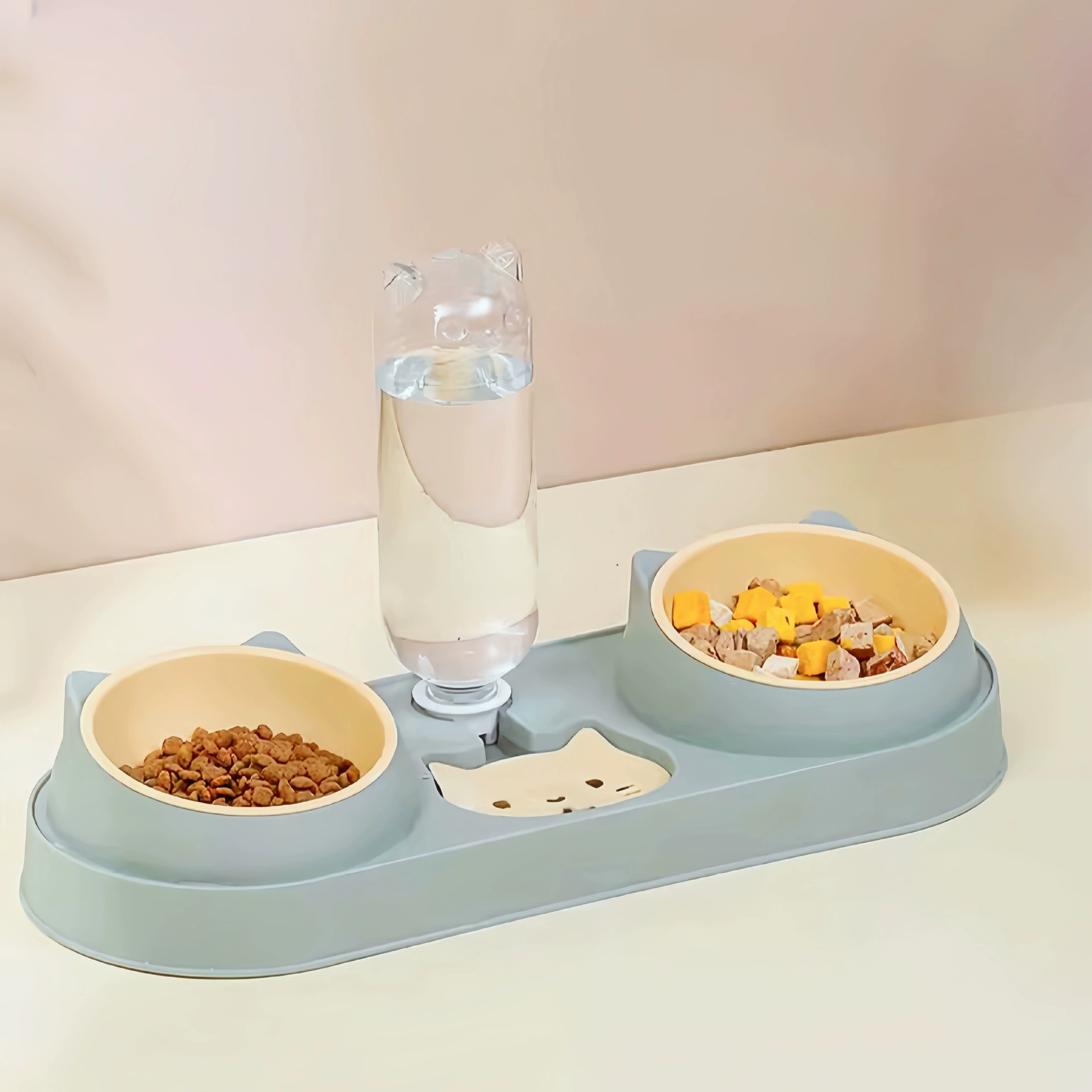 Миска-кормушка для кошек, автоматический дозатор воды, миска для корма для собак с защитой от проливания, дозатор воды с защитой шеи, миска для кошек, двойная миска для кошек