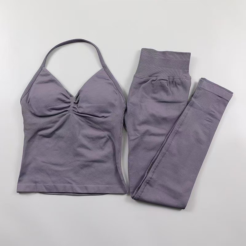 AliExpress venta caliente DFYNE nuevo fitness yoga traje deportivo chaleco halter sujetador pantalones cortos traje mujer